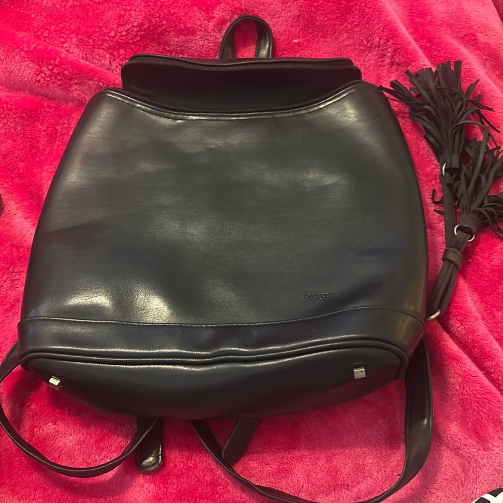 Capezio black leather vintage backpack purse